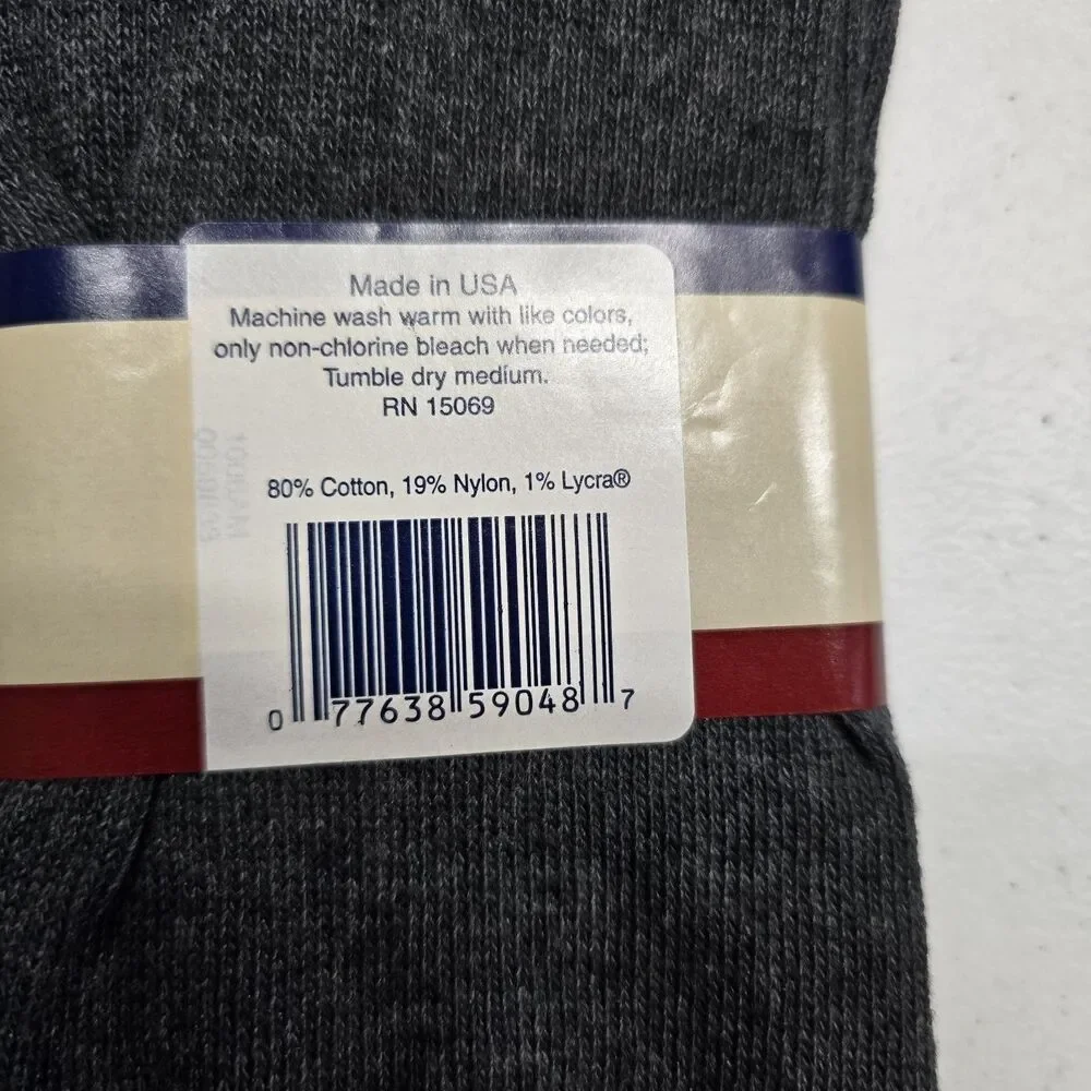 Vintage Casual Wear Mens Socks 1 Pair Gray 10-13 Cotton Nylon